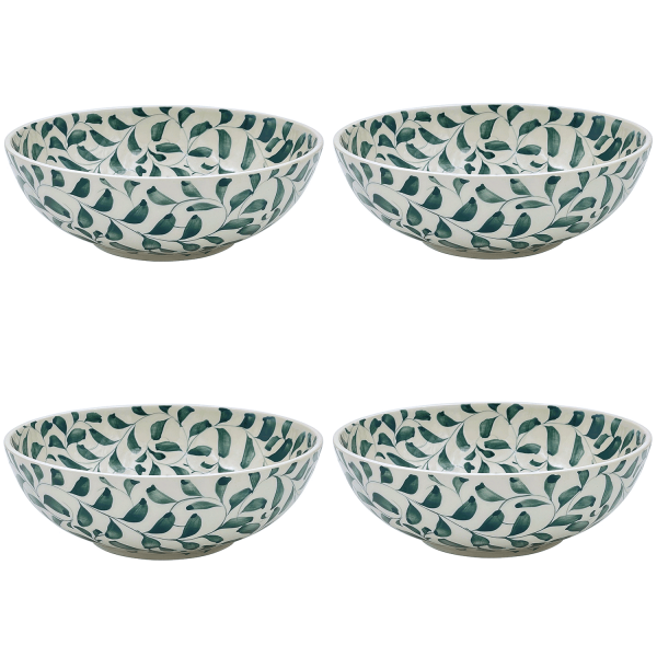 Large Green Scroll Bowls (Set of 4) Hot on Sale