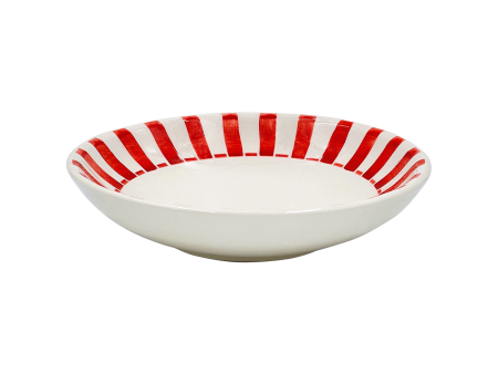 Red Stripes Pasta Bowl For Discount