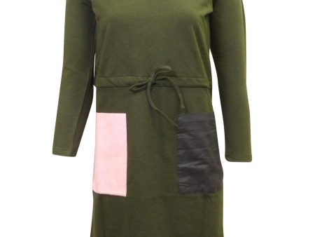 Curly Joe Olive Dress with Color Pockets Discount