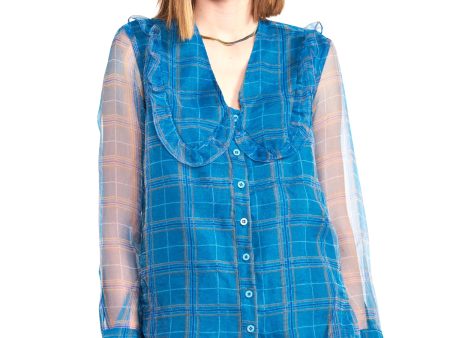 En Saison Plaid Organza Blouse For Cheap