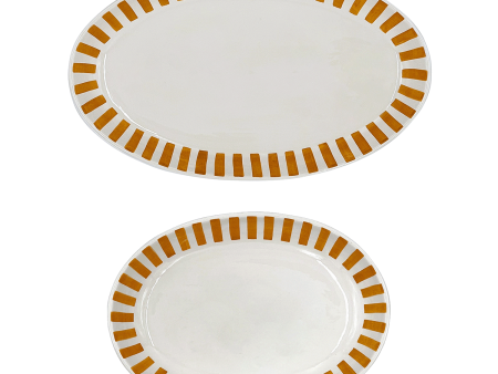 Yellow Stripes Serving Platters (Set of 2) Fashion