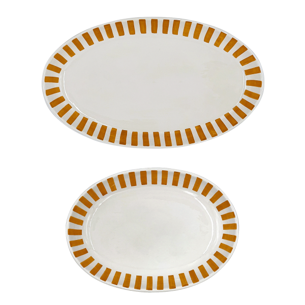 Yellow Stripes Serving Platters (Set of 2) Fashion