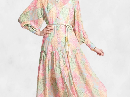 Eterna Long Sleeve High Neck Floral Dress Online Sale