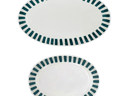 Green Stripes Serving Platters (Set of 2) Cheap