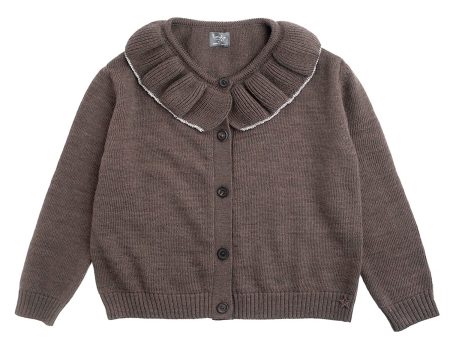 Tocoto Vintage Knitted Girl Cardigan w. Flounce Neck Supply