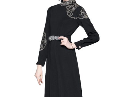 Eterna Long Sleeves Knee Length Elegant Black Cocktail Dress Online now