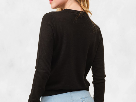 Hersy Long Sleeve Knit Crew Neck Sweater Sale