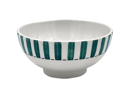 Medium Green Stripes Bowl Hot on Sale