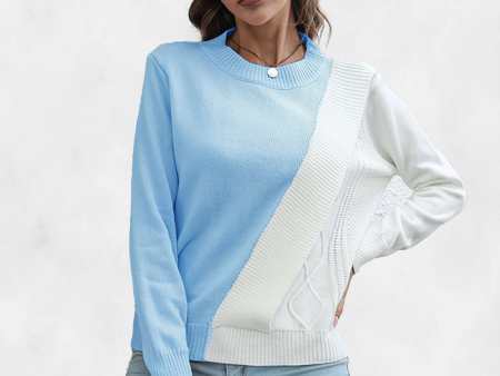 Asia Direct+  Diagonal Color Block Knit Sweater Hot on Sale