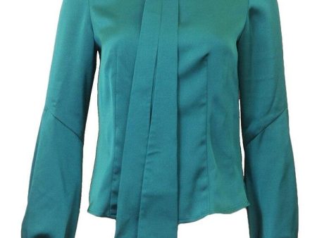 Sharrone Teal Satin Blouse on Sale