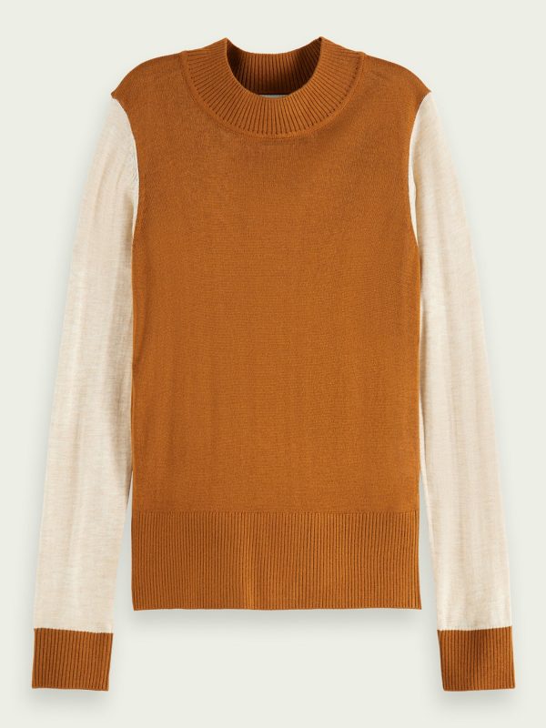 Scotch&Soda Color-Block High Neck Knit Top Online Sale