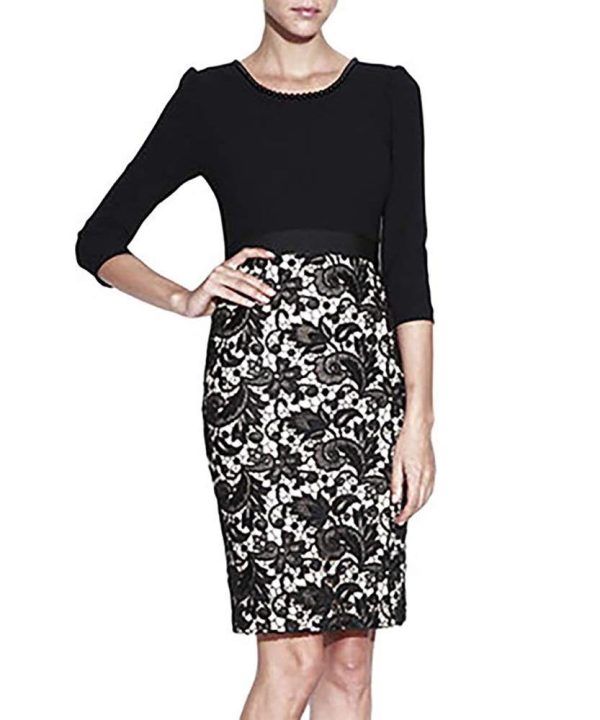 Nissa Black Lace Pencil Dress For Cheap