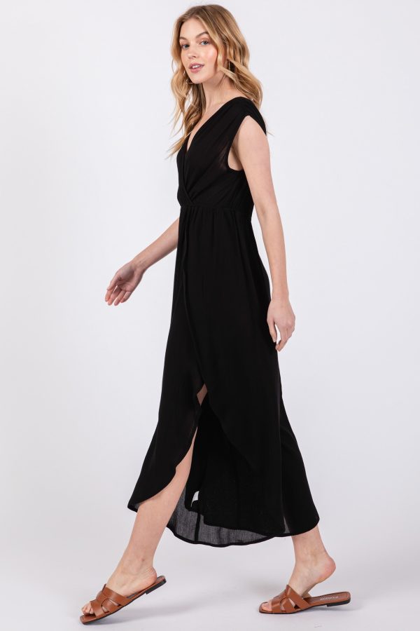 Final Touch Surplice and Shirring Detail Jumpsuit Online Hot Sale