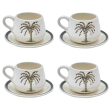 Palm Coffee Cup & Saucers (Set of 4) For Discount