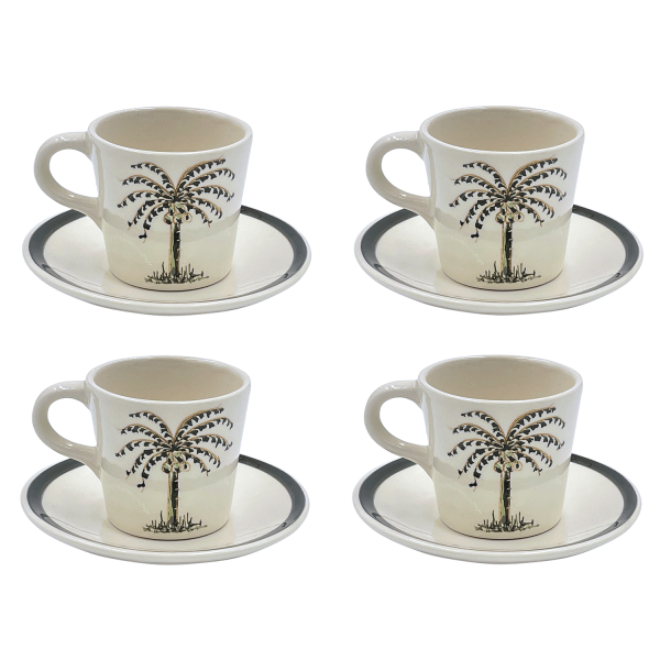 Palm Espresso Cup & Saucers (Set of 4) Discount