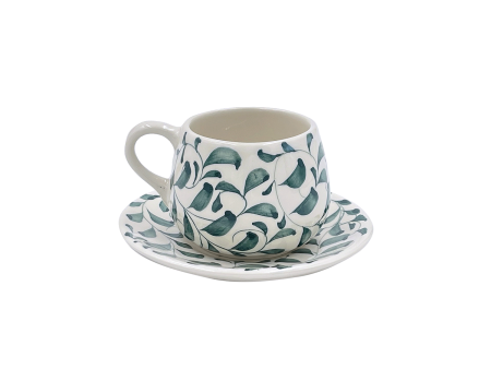 Green Scroll Coffee Cup & Saucer Sale