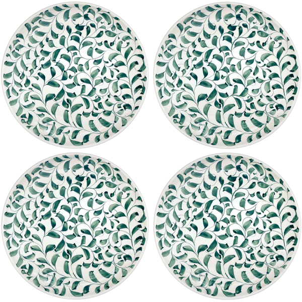 Green Scroll Charger Plates (Set of 4) Online Sale