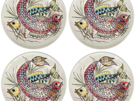 Red Aldo Fish Charger Plates (Set of 4) For Discount