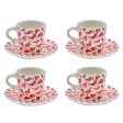 Red Scroll Espresso Cup & Saucers (Set of 4) For Sale