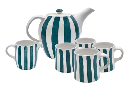 Green Stripes Tea Set (6 Piece) Discount