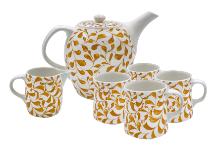 Yellow Scroll Tea Set (6 Piece) Discount