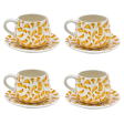 Yellow Scroll Coffee Cup & Saucers (Set of 4) For Discount