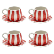 Red Stripes Coffee Cup & Saucers (Set of 4) Online