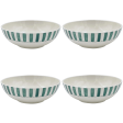 Large Green Stripes Bowls (Set of 4) For Sale