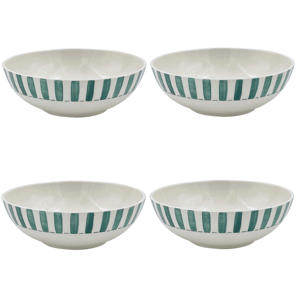 Large Green Stripes Bowls (Set of 4) For Sale