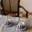 Navy Blue Stripes Espresso Cup & Saucers (Set of 4) Supply