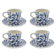 Navy Blue Scroll Espresso Cup & Saucers (Set of 4) on Sale