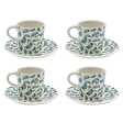 Green Scroll Espresso Cup & Saucers (Set of 4) Online