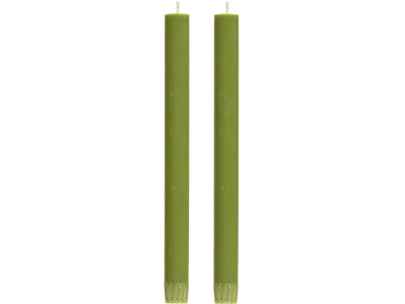 Pair of Olive Green Dinner Candles 25cm For Cheap