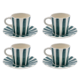 Green Stripes Espresso Cup & Saucers (Set of 4) Supply