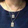 Tat2 Designs Vintage Silver Rectangular Hammered Initial Necklace Discount