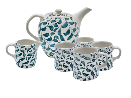 Green Scroll Tea Set (6 Piece) Online Hot Sale