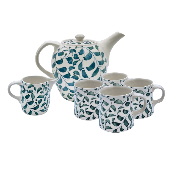 Green Scroll Tea Set (6 Piece) Online Hot Sale