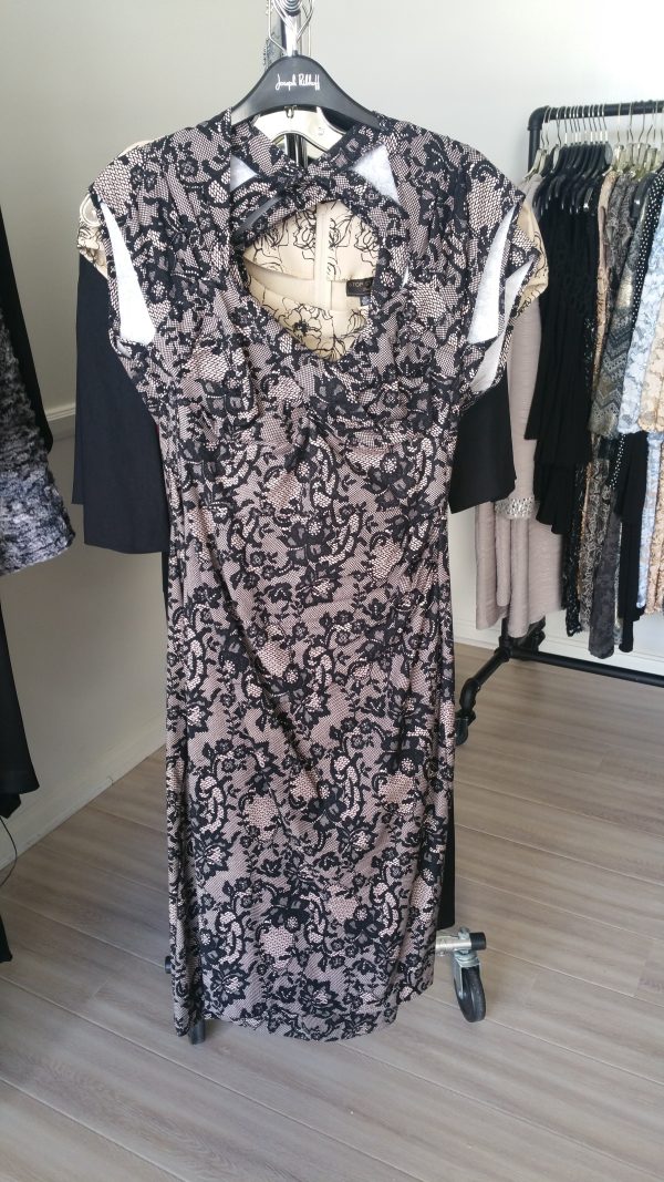 Stop Staring Beige, Pink and Black Lace Sweetheart Neck Short Dress Online