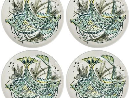 Green Aldo Fish Charger Plates (Set of 4) Online now