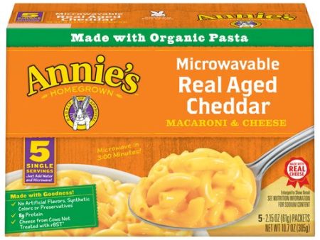 Annie s Homegrown Microwavable Real Aged Cheddar Macaroni & Cheese 5 Pack, Made with Organic Pasta For Sale